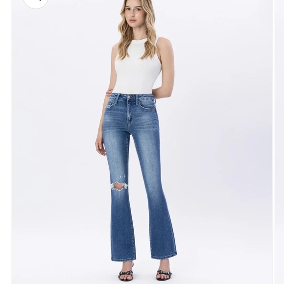 NWT Flying Monkey Distressed Bergenia High Rise Bootcut Blue Jeans - Picture 1 of 7
